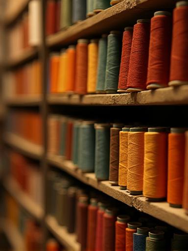 Fili colorati in una merceria storica